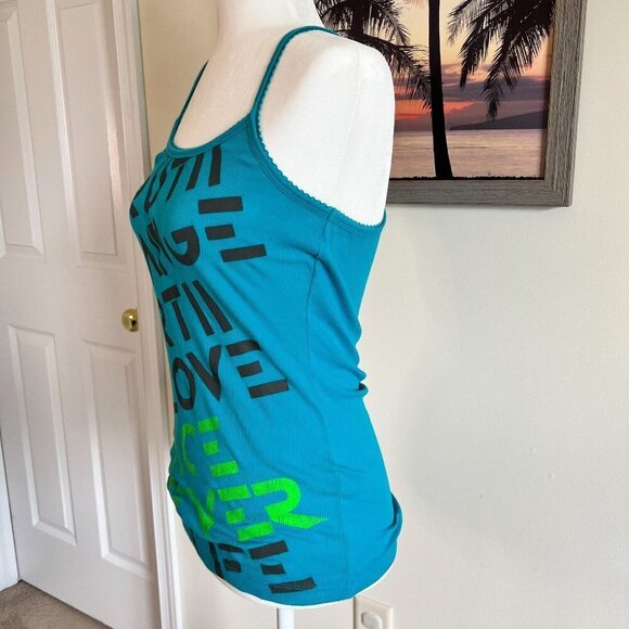 Lilu Graphic Tank | Teal | Racer Back | Size Medium | Cotton/Polyester | Y2K - Picture 4 of 7